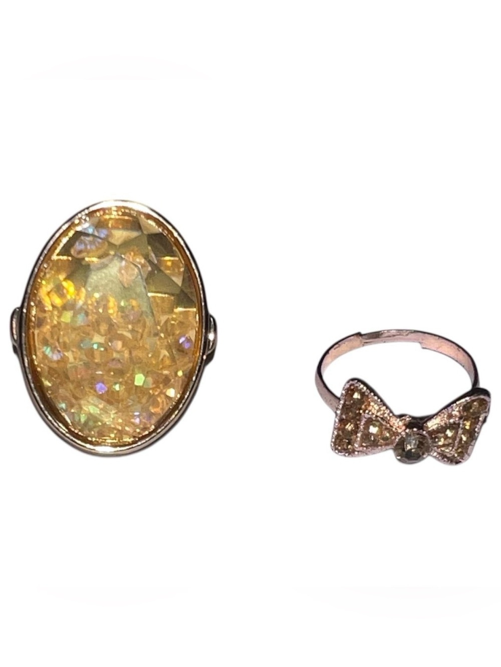 Orange Oval & bow ring set.